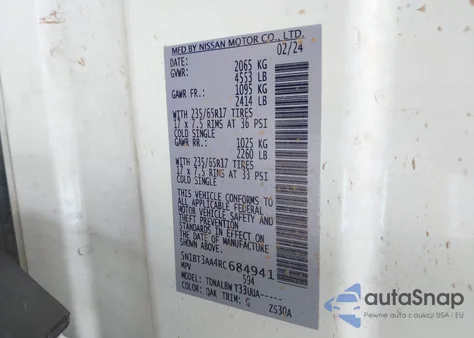 2024 Nissan Rogue S Fwd из США, поврежденный, VIN 5N1BT3AA4RC684941